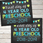 First Day And Last Day Of 4 Year Old Preschool Boy Chalkboard School