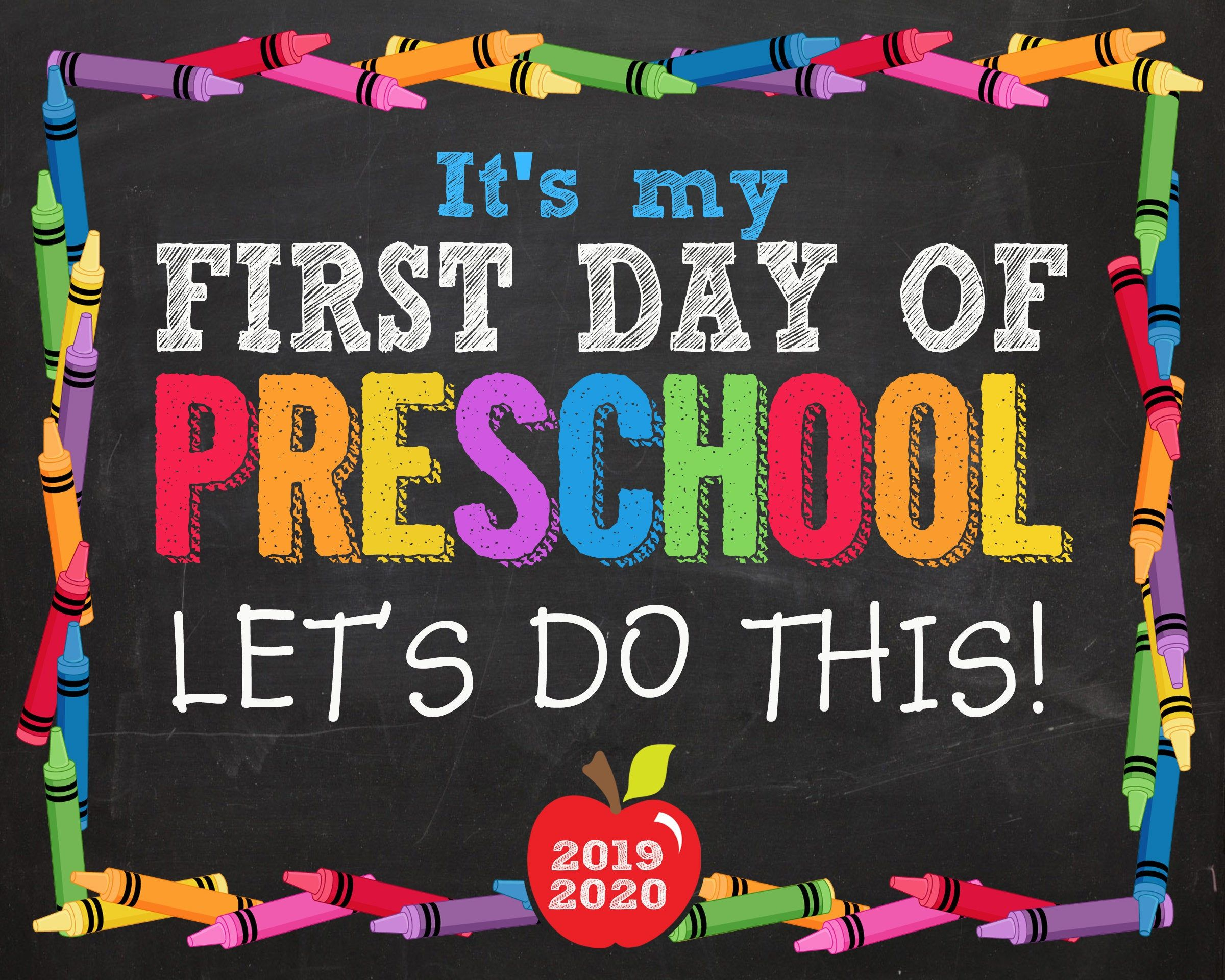 First Day Of Preschool Sign First Day Of Preschool First Day Etsy First Day Of Preschool Sign First Day Of Preschool First Day Etsy