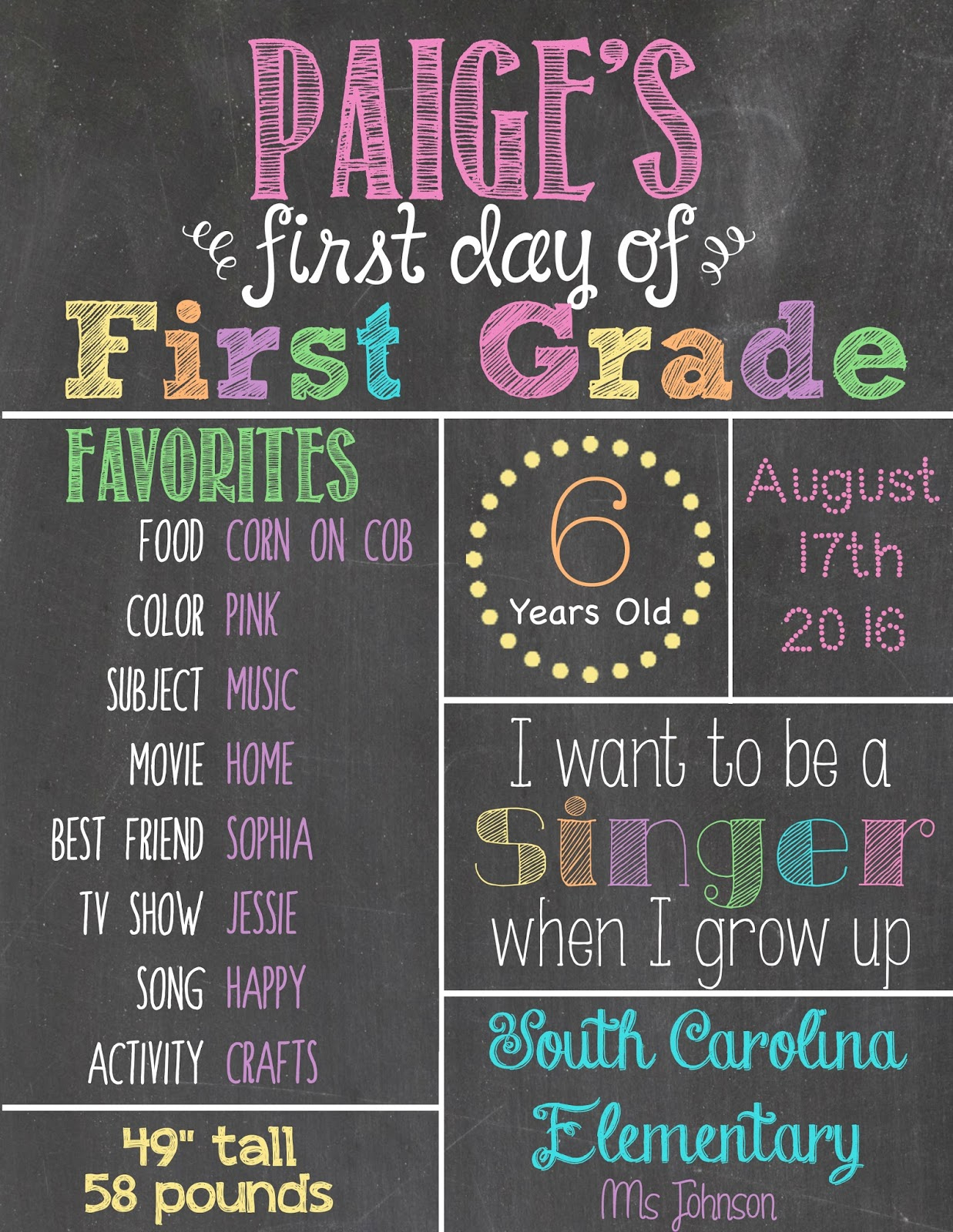 First Of School Sign PDF Image 10 Each All Goes To Buy Supplies 