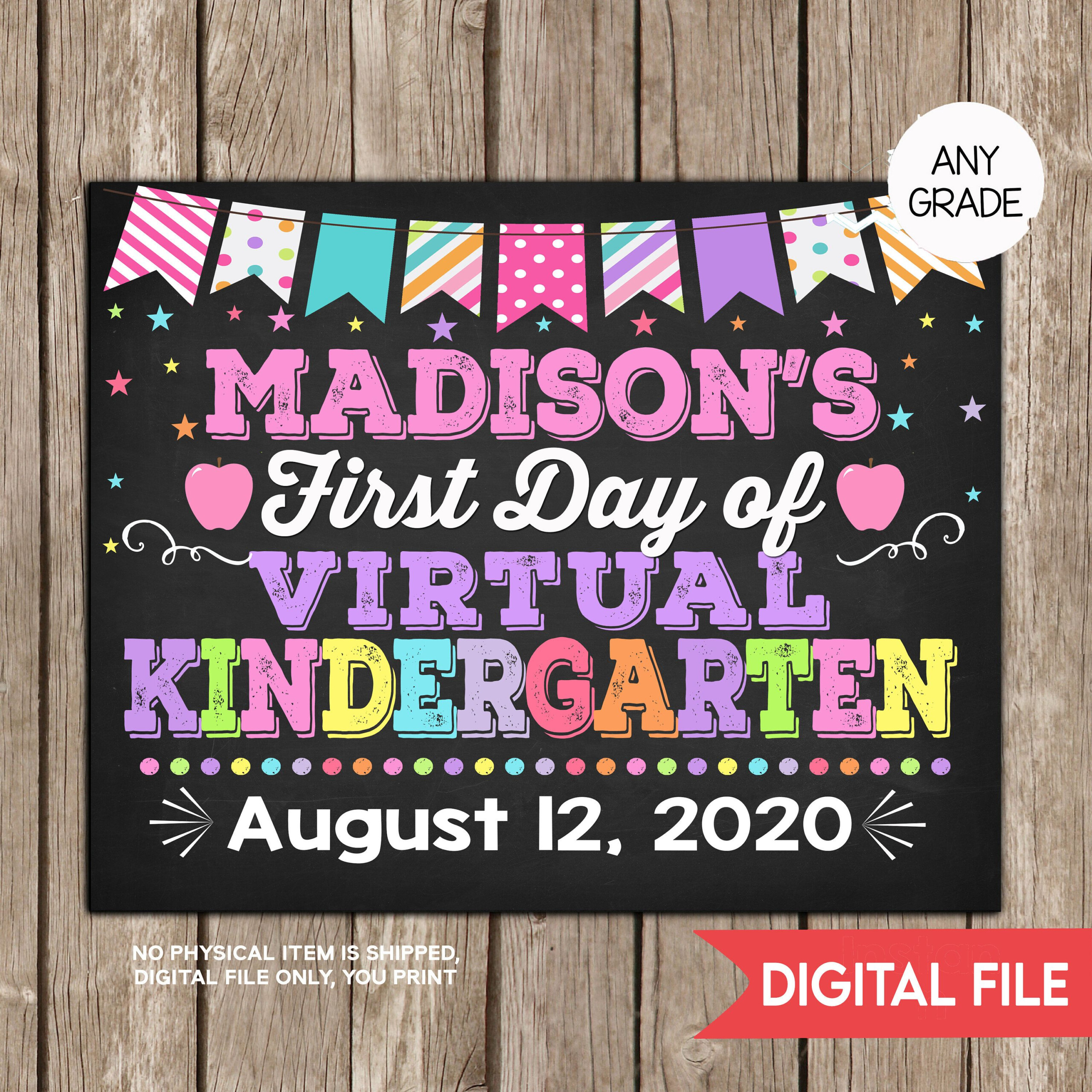 Girl First Day Of Virtual School Sign First Day Of School Etsy In Girl First Day Of Virtual School Sign First Day Of School Etsy In
