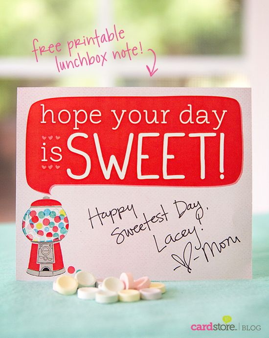 Cardstore Closing Kids Lunch Box Notes Sweetest Day Printable Lunch 