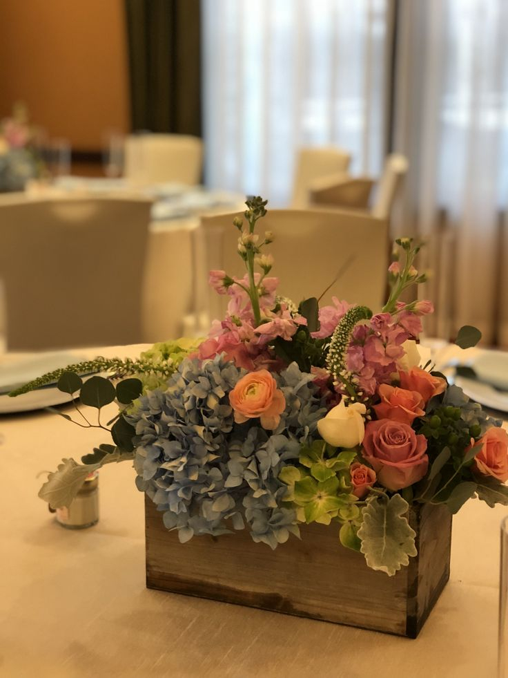 Centerpieces Rustic Floral Arrangements Wooden Planter Centerpiece 