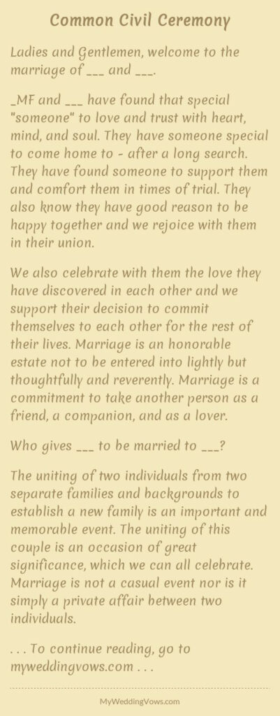 Common Civil Ceremony Wedding Ceremony Script Simple Wedding 