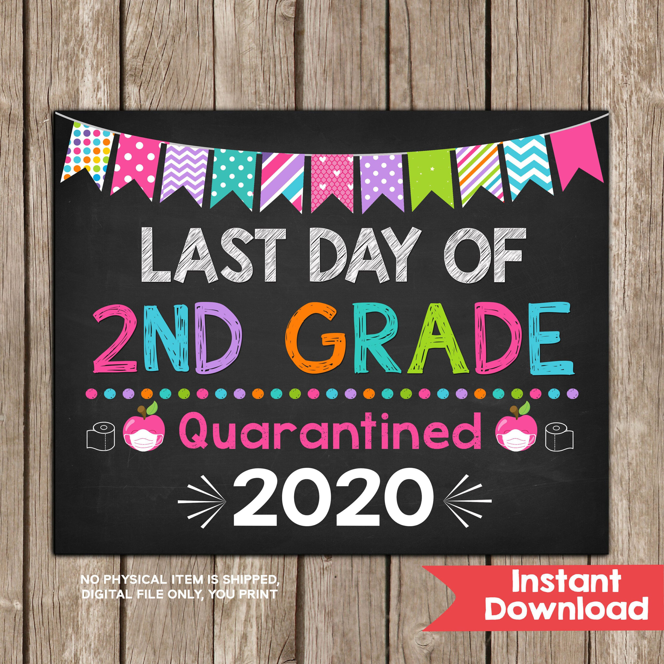 Girl Last Day Of 2nd Grade Quarantined Sign INSTANT DOWNLOAD Photo Prop Girl Last Day Of 2nd Grade Quarantined Sign INSTANT DOWNLOAD Photo Prop