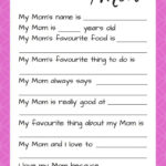 Printable All About My Mom Questionnaire Perfect For Mother s Day