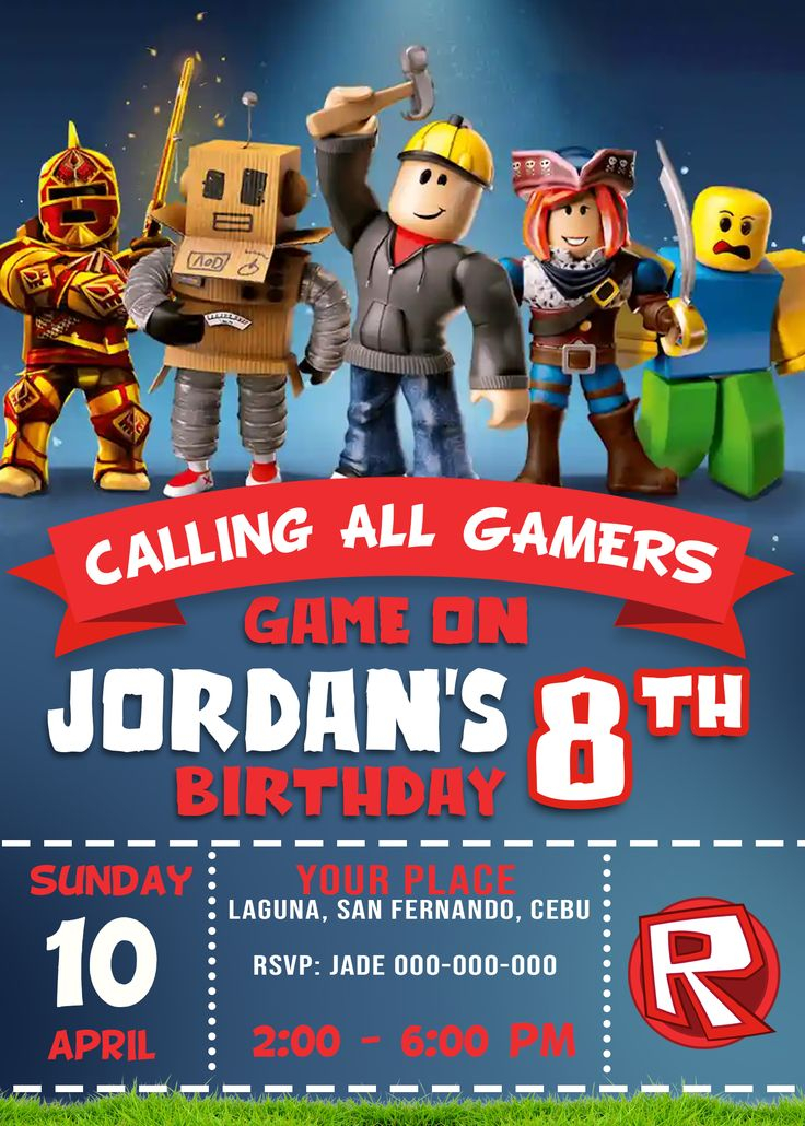 ROBLOX Birthday Party Invitation 4 X 6 Or 5 X 7 Printable 1363 In 2021 ROBLOX Birthday Party Invitation 4 X 6 Or 5 X 7 Printable 1363 In 2021