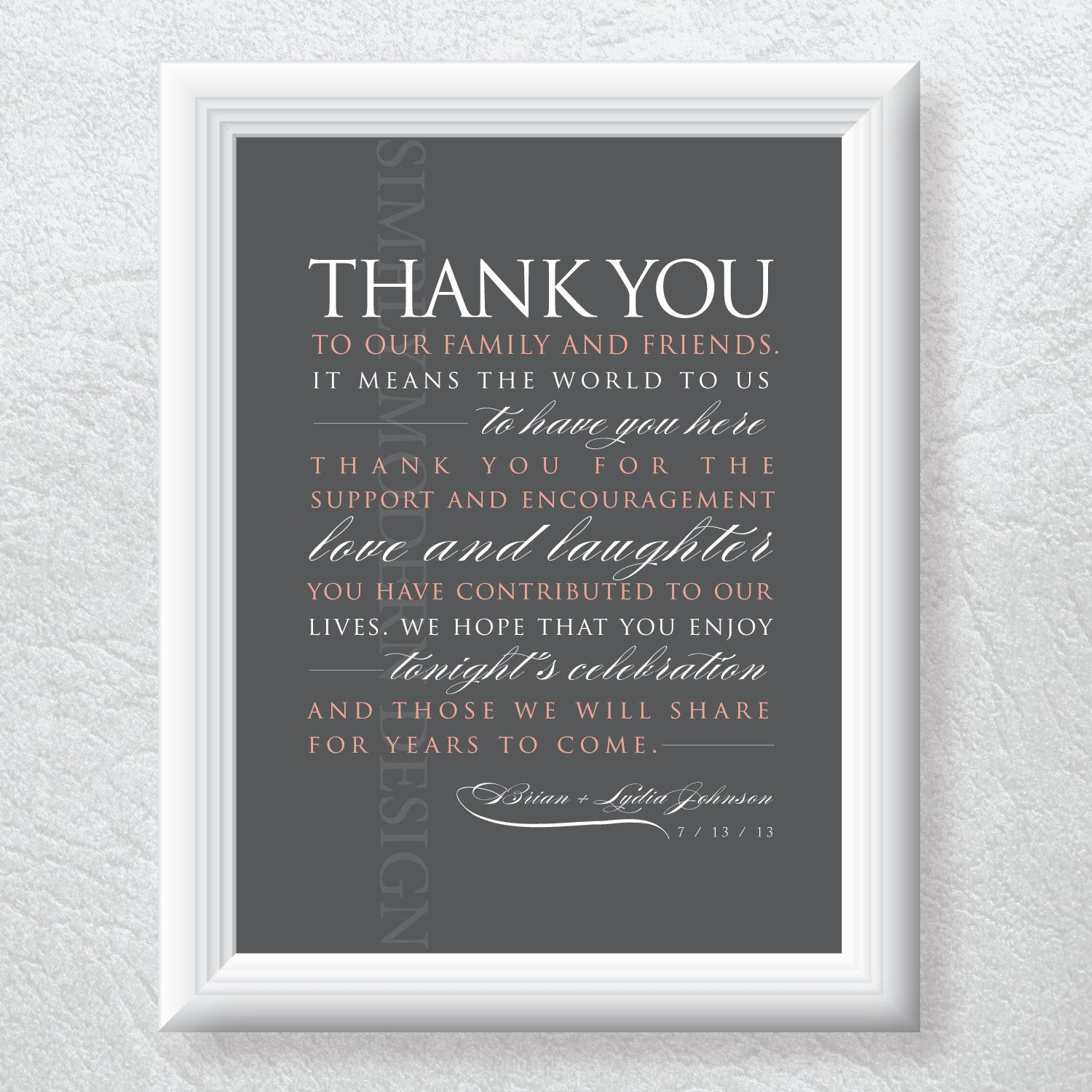 Wedding Thank You Sign Wedding Sign Guest Thank You Guest Favor