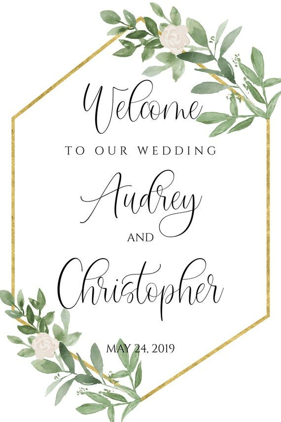 Welcome Wedding Sign Template Printable Greenery Wedding Sign Etsy