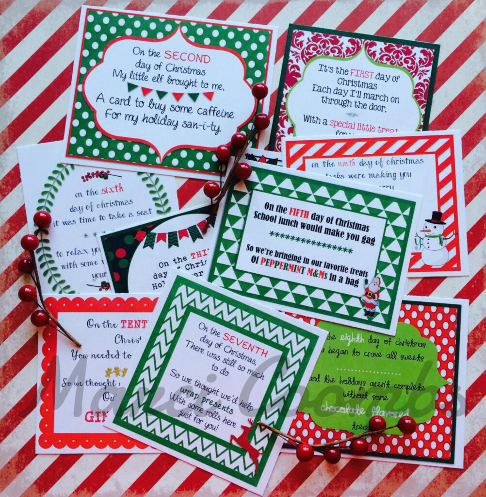 12 Days Of Christmas Printable Tags Secret Santa Labels For Etsy
