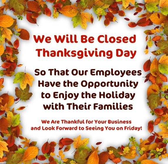 Printable Closed Thanksgiving Day Signs 2023