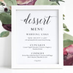 Dessert Menu Sign Dessert Menu Template Wedding Desserts Sign
