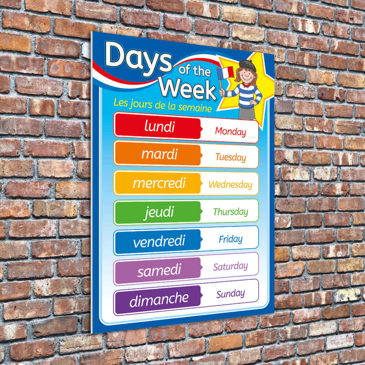 French Days Of The Week Sign Illustrated Languages Sign For Schools French Days Of The Week Sign Illustrated Languages Sign For Schools
