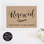 Printable Reserved Sign For Wedding Rustic Ceremony Seating Etsy