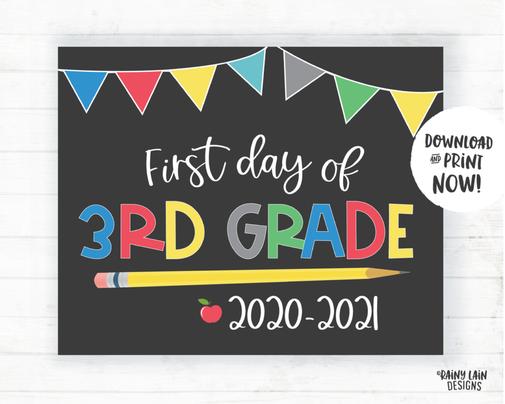 First Day Of 3rd Grade Sign Boy Printable First Day Of School Sign 202