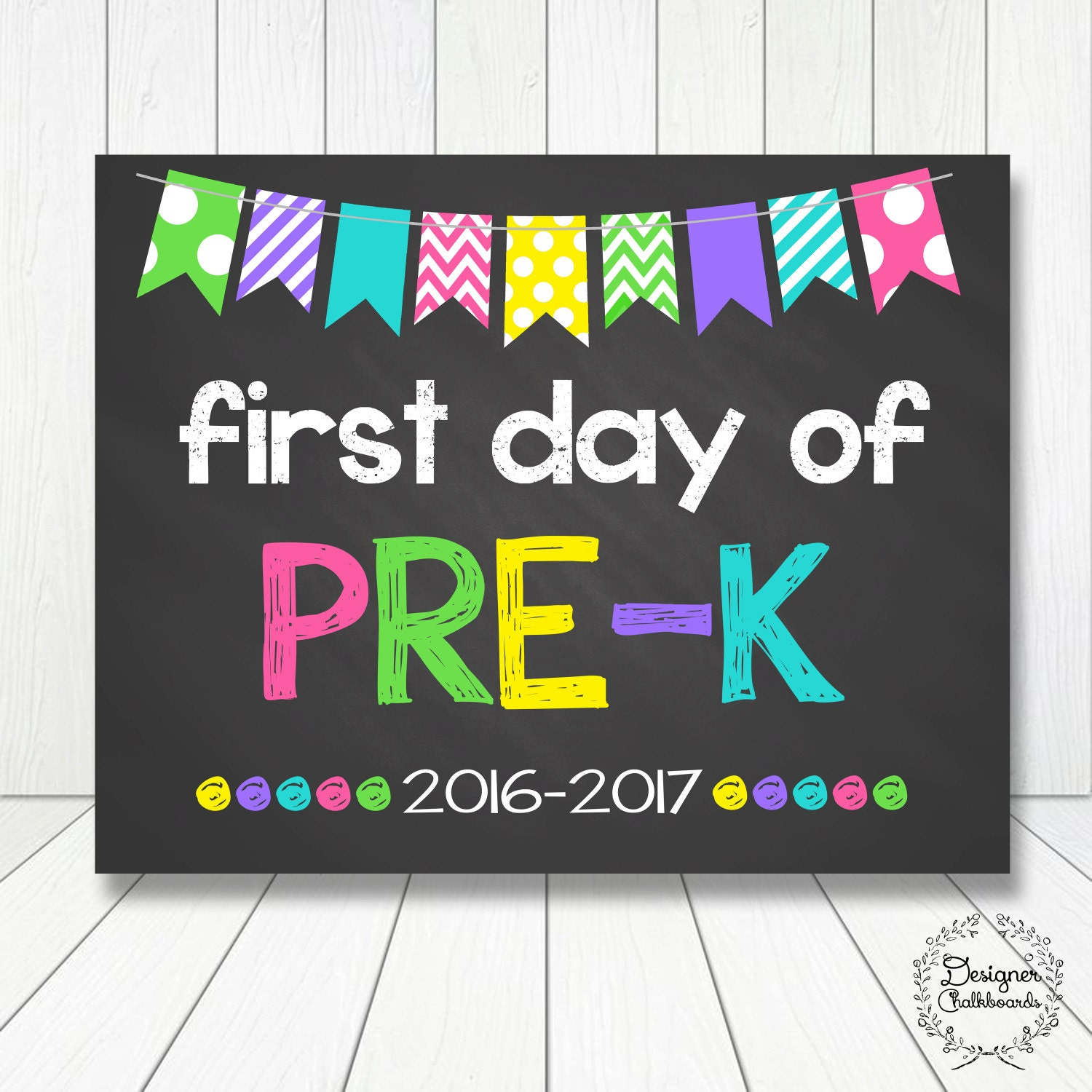 First Day Of Pre K Sign Chalkboard Poster Photo Prop 11x14