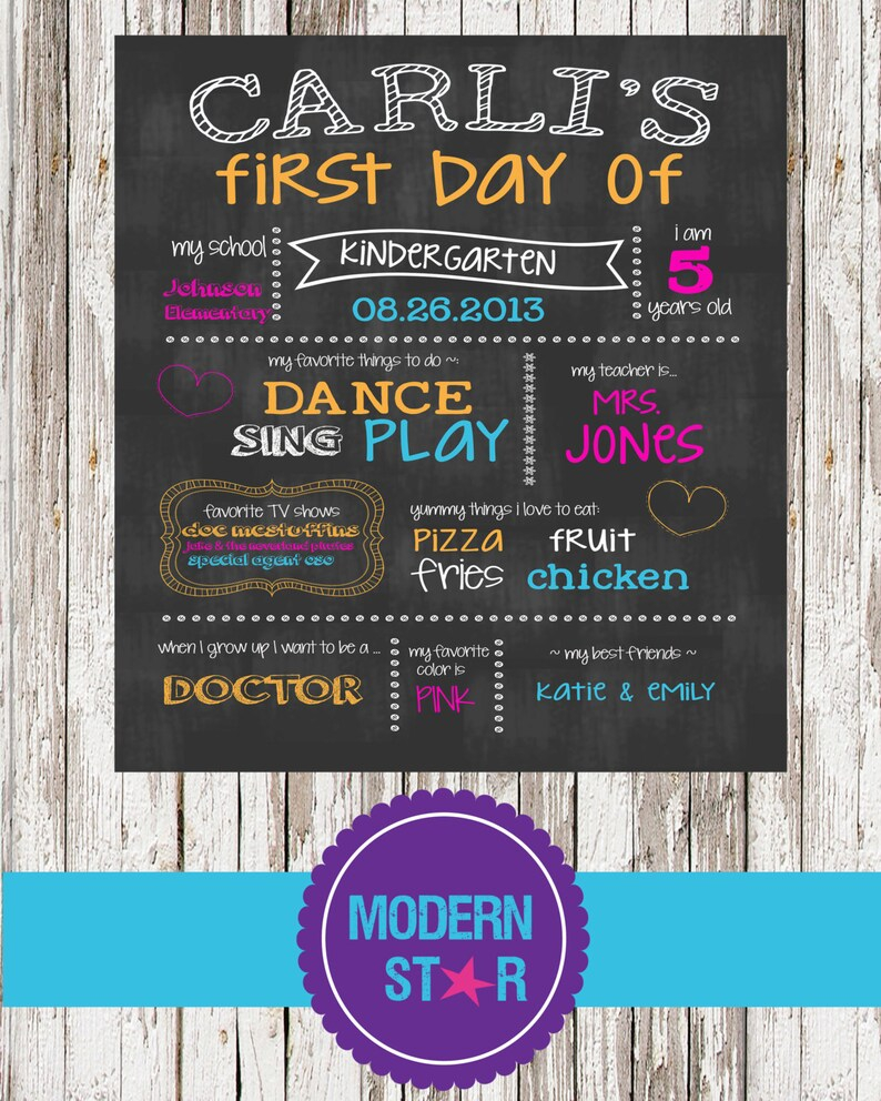 First Day Of School Chalkboard Sign Printable Photo Prop Etsy