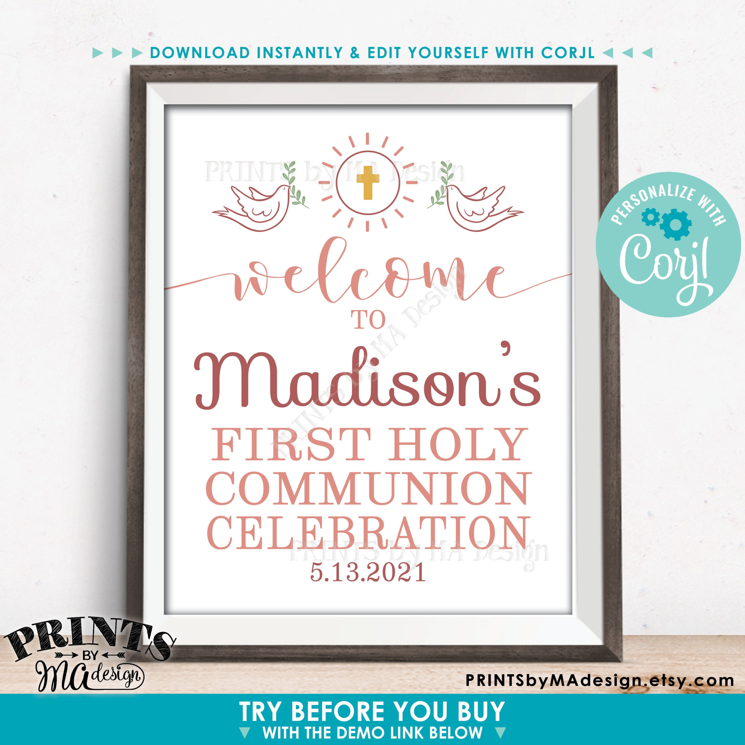 First Holy Communion Celebration Welcome Sign First Communion First 
