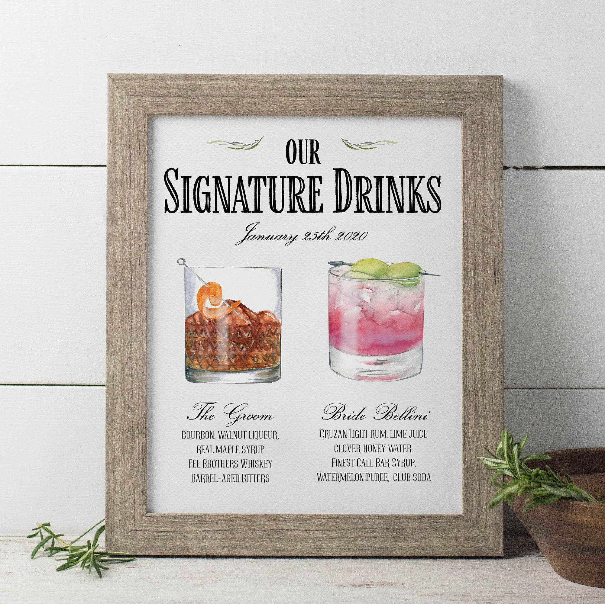 Wedding Signature Drink Sign Printable Custom Drink Sign Etsy