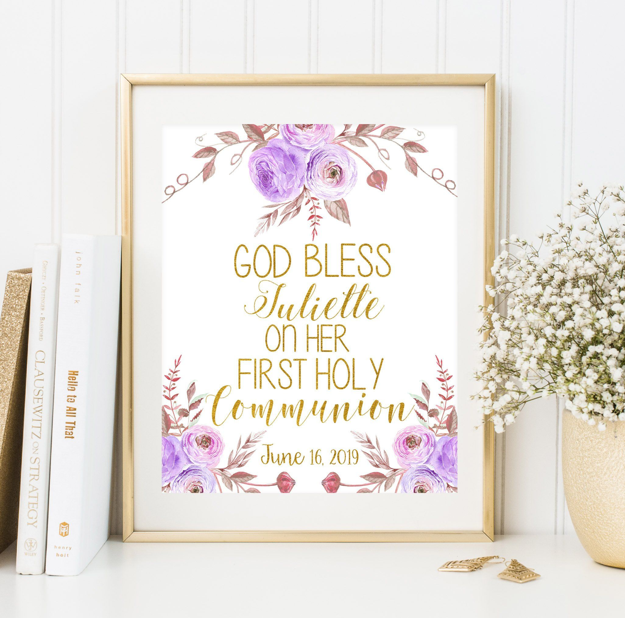 Welcome To First Holy Communion Sign Girls First Communion Sign Floral